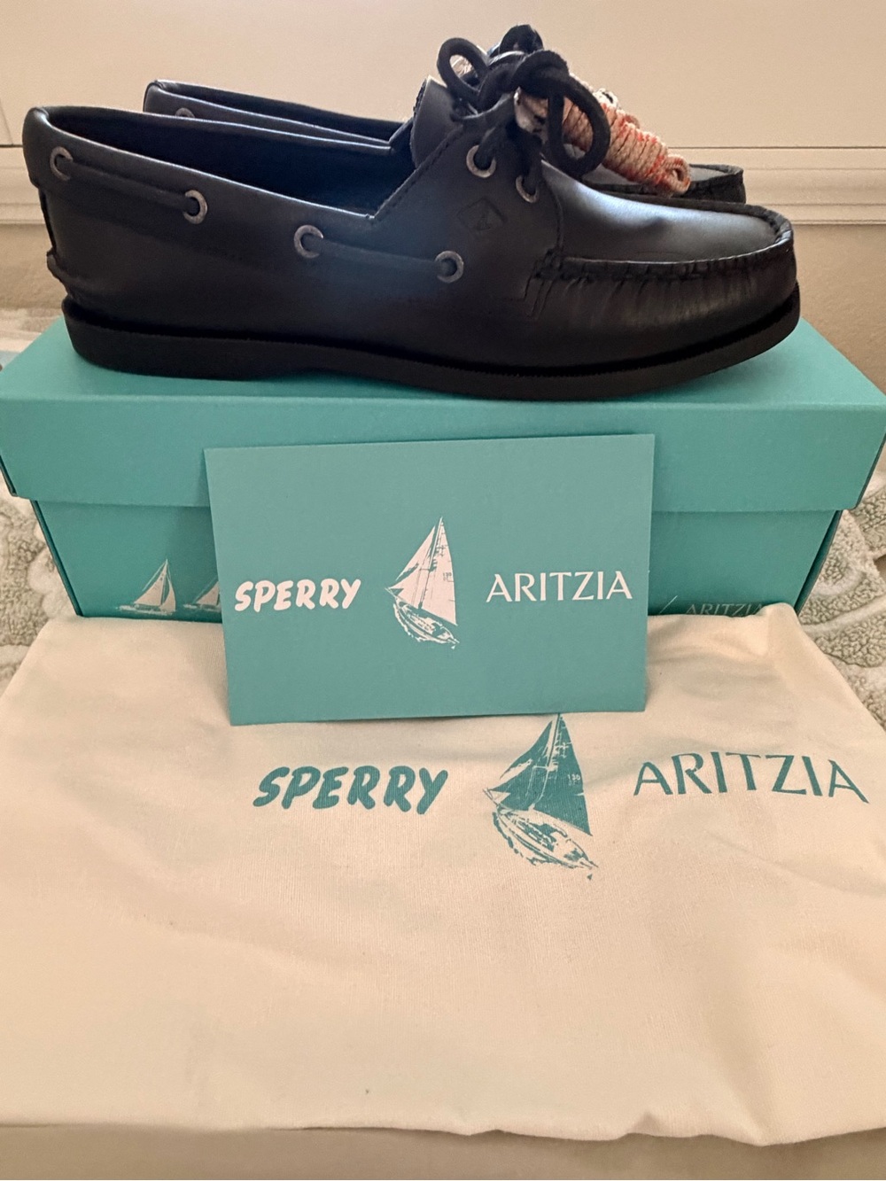Sperry x Aritzia Women’s Black Leather Boat Shoes